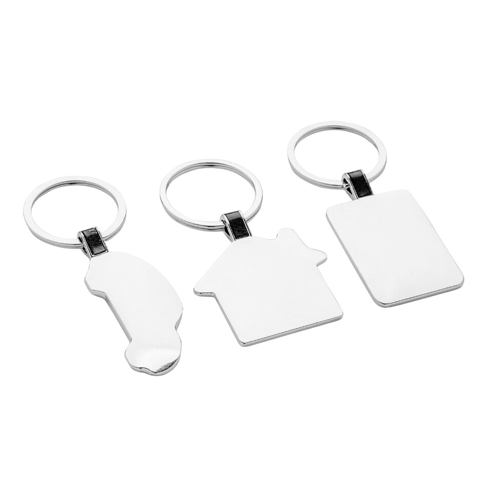image 1 of XD Collection Rectangle Recycled Keyring - Silver - One Size