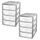 image 2 of Silver A4 Desktop Bedside 4 Pull Out Storage Tower Units With Clear Drawers For Home Office Silver