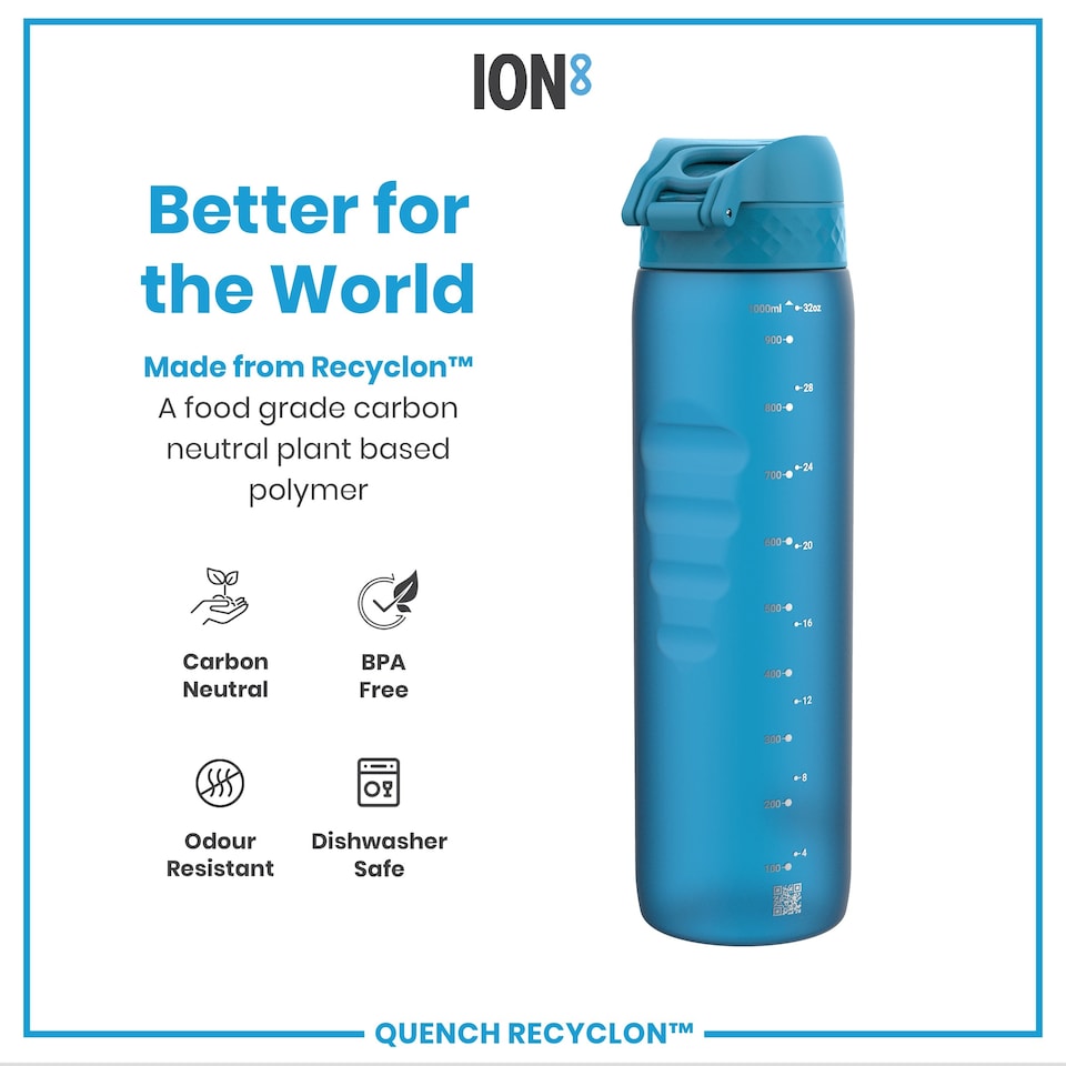 image 1 of Leak Proof 1 Litre Water Bottle, BPA Free, 1000ml (32oz) | Blue | Blue | 1L