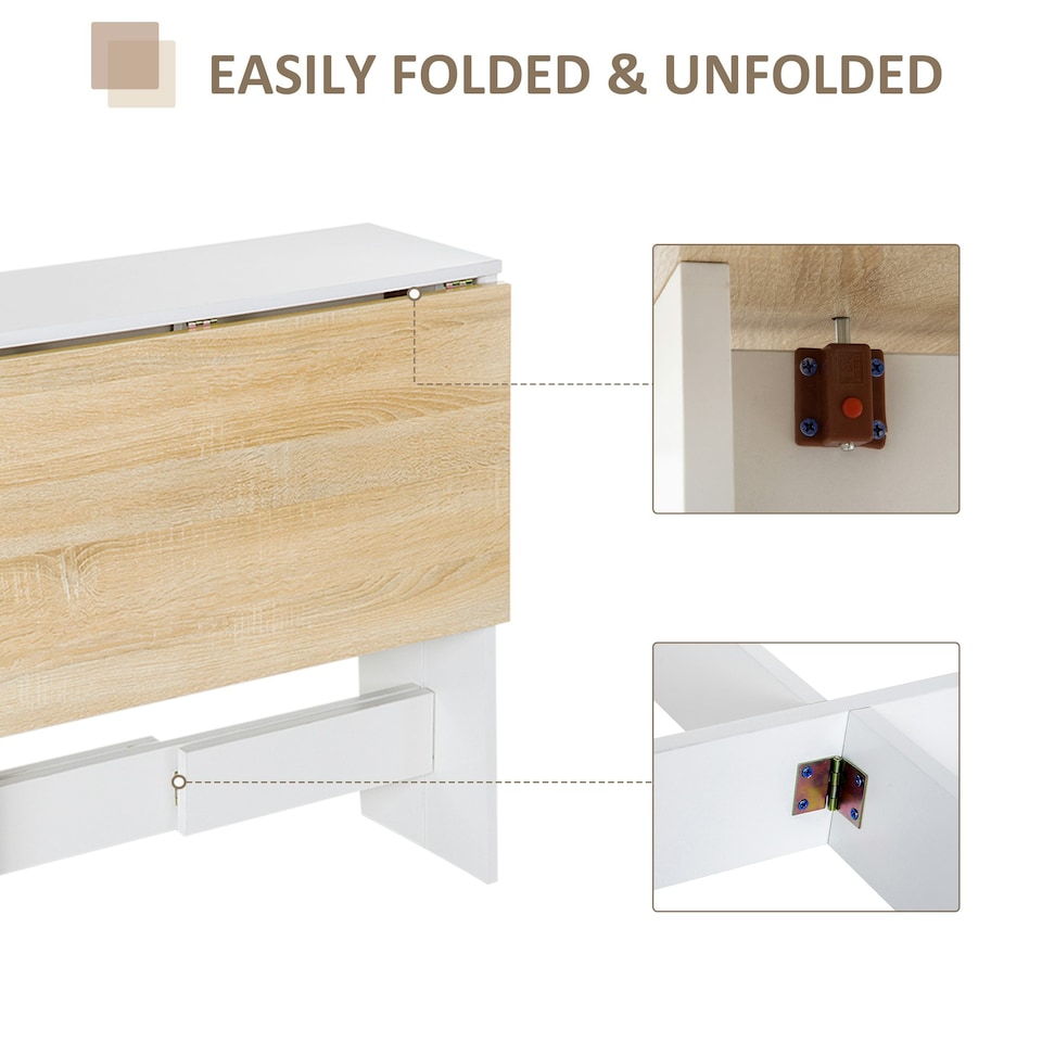 image 1 of HOMCOM Wooden Folding Table Writing Desk Oak, White Home Office