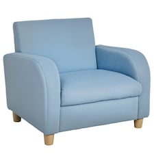 HOMCOM Kids Armchair Children Mini Sofa Wood Frame High Back Bedroom Furniture Blue