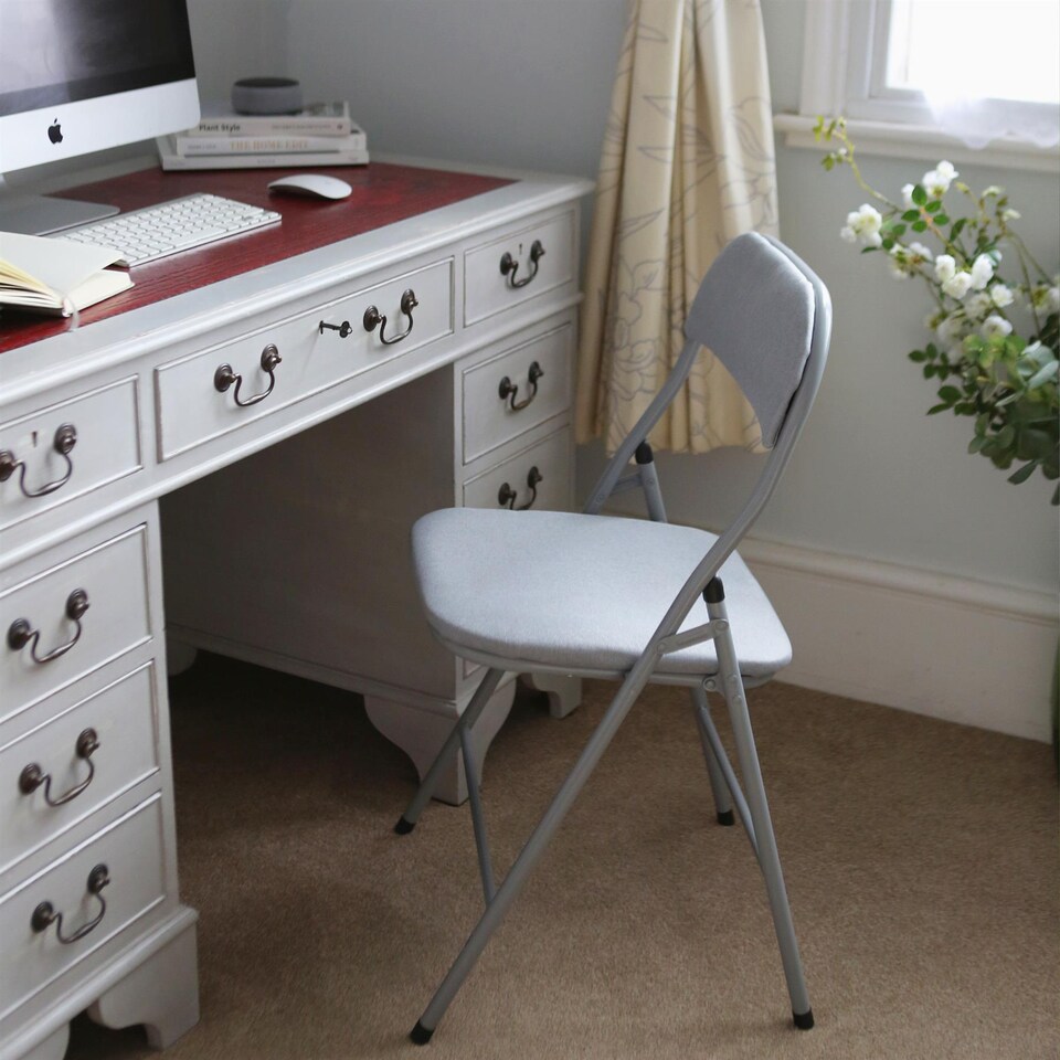 image 1 of Harbour Housewares Fabric Padded Metal Folding Chairs - Grey - Pack of 6