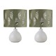 image 1 of Set of 2 Tuscan - White Ceramic Lamps with Sage Green Fern Shade White | Green