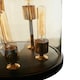 image 3 of Interiors by Premier Amber Glass Dome Table Lamp, Antique Wood Base With Brass Holders, Elegant Cylindrical Bulb Design Gold