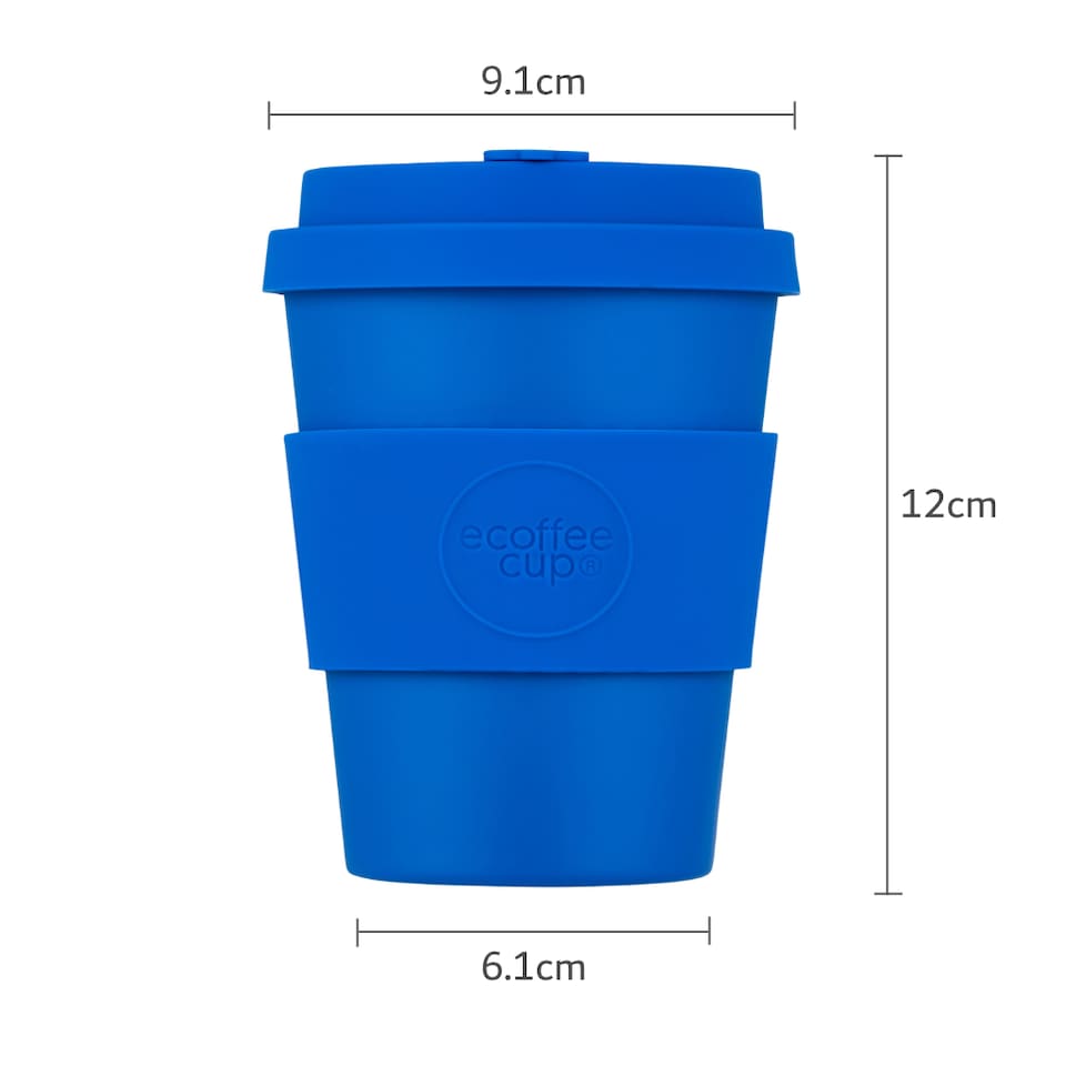 image 1 of Ecoffee Cup 12oz 350ml Reusable, Plant Based Coffee Cup with Silicone Lid & Sleeve - Bonassola