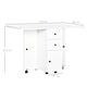 image 3 of HOMCOM Folding Dining Table for 4-6, Rolling Drop Leaf Table on Wheels with Storage Drawers, Cabinet and Open Shelf for Kitchen, Dining Room, White