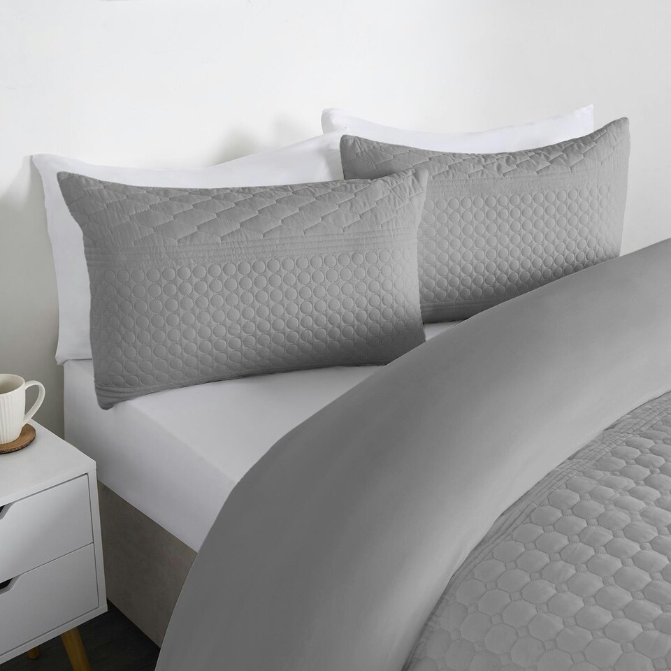image 1 of OHS Tribal Geometric Embossed Textured Duvet Bedding Set, Super King - Grey