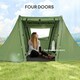 image 4 of Outsunny 3 Man Camping Tent with 2 Bedrooms, 3000mm Waterproof, Grey Green | Green