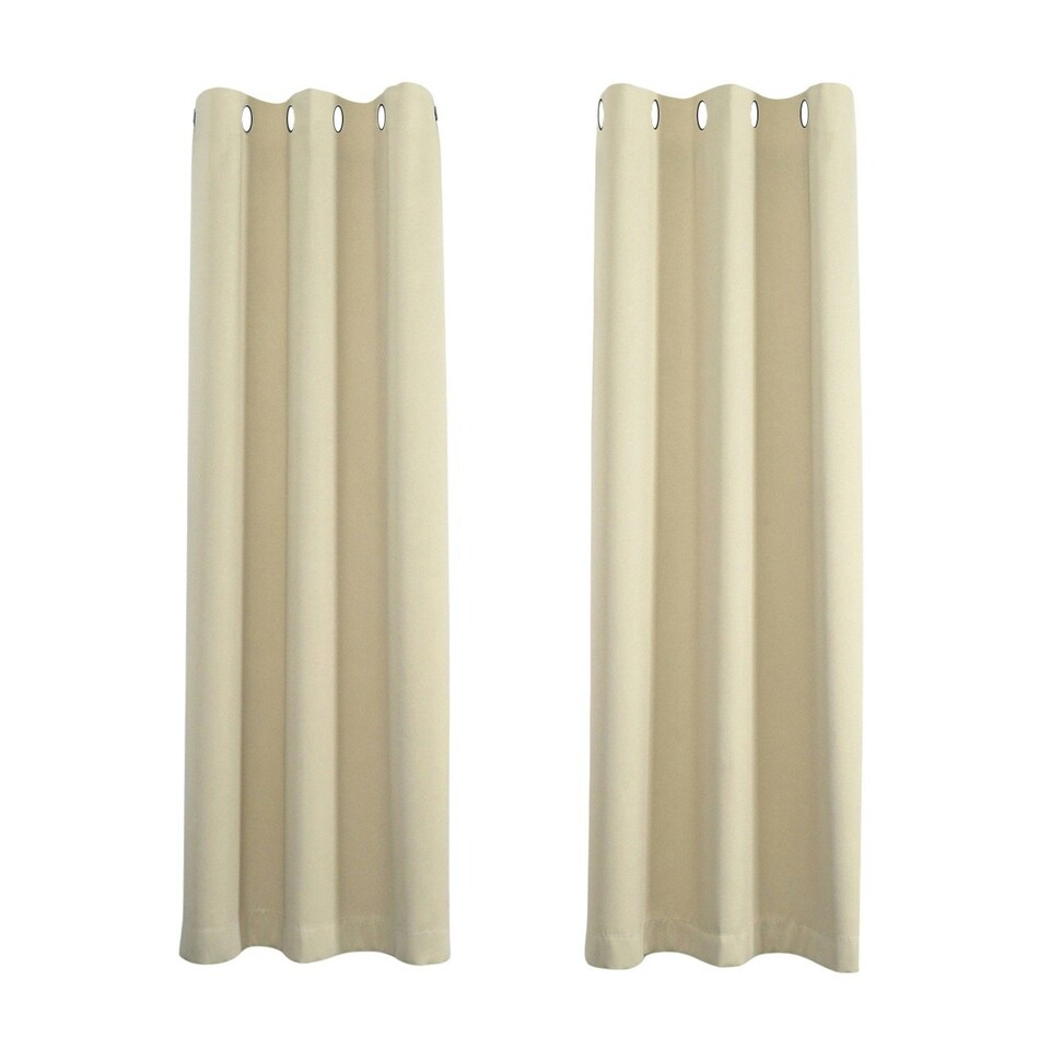 image 1 of Cream Eyelet Curtains - Thermal Blackout Curtains - 66 x 84 Inch Drop - 2 Panel Cream