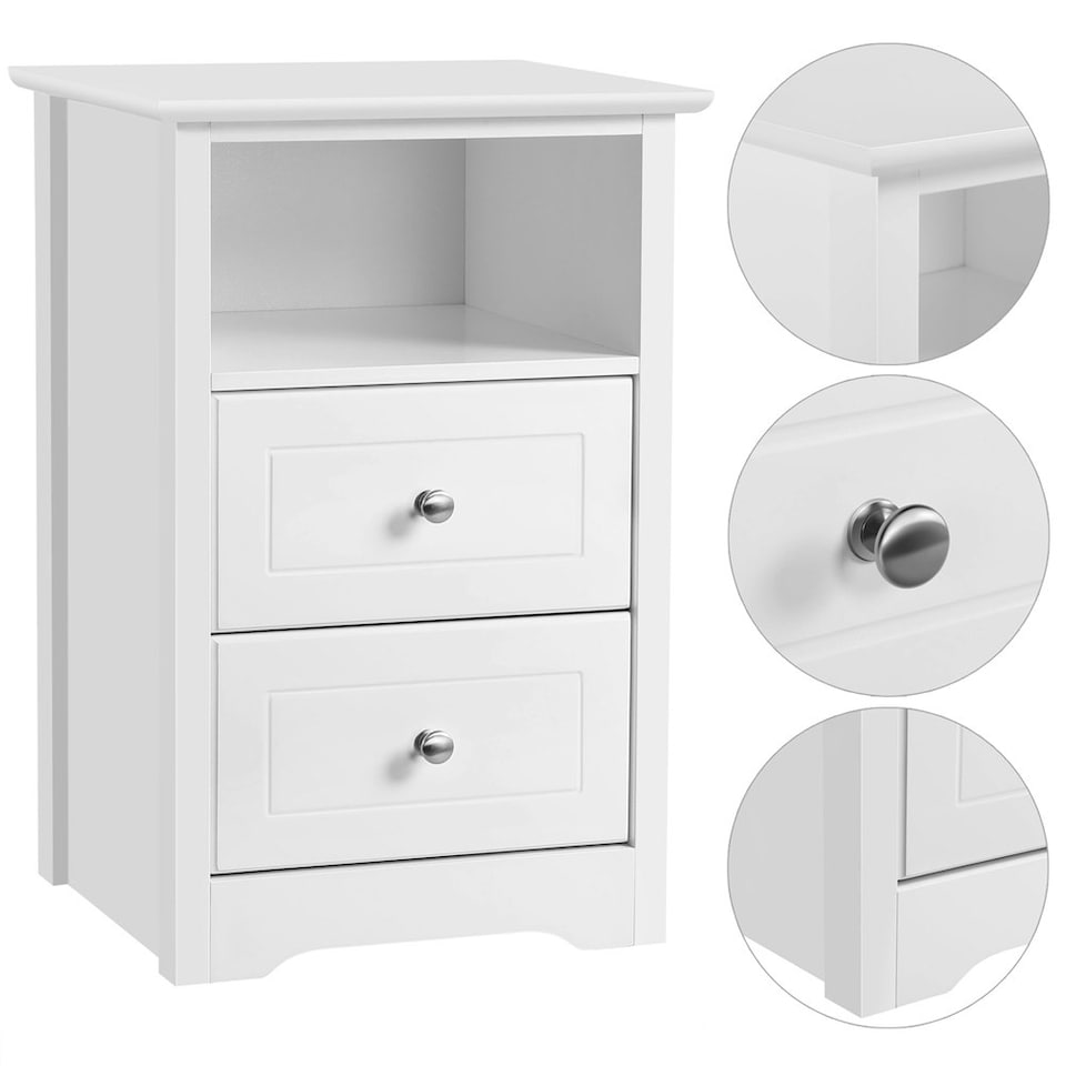 image 1 of Yaheetech Set of 2 Side Tables with 2 Drawers and 1 Cubby