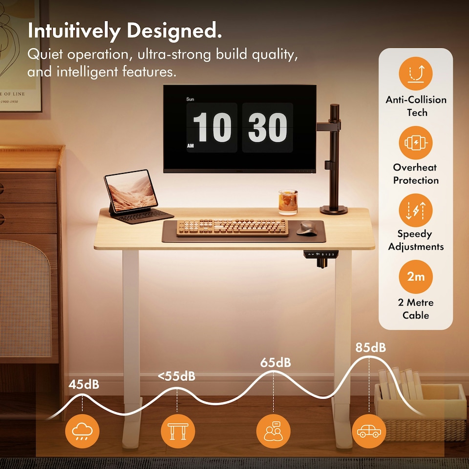 image 1 of VonHaus Adjustable Electric Standing Desk with USB-C charging