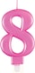 image 4 of Metallic Pink Number 8 Birthday Candle 9cm