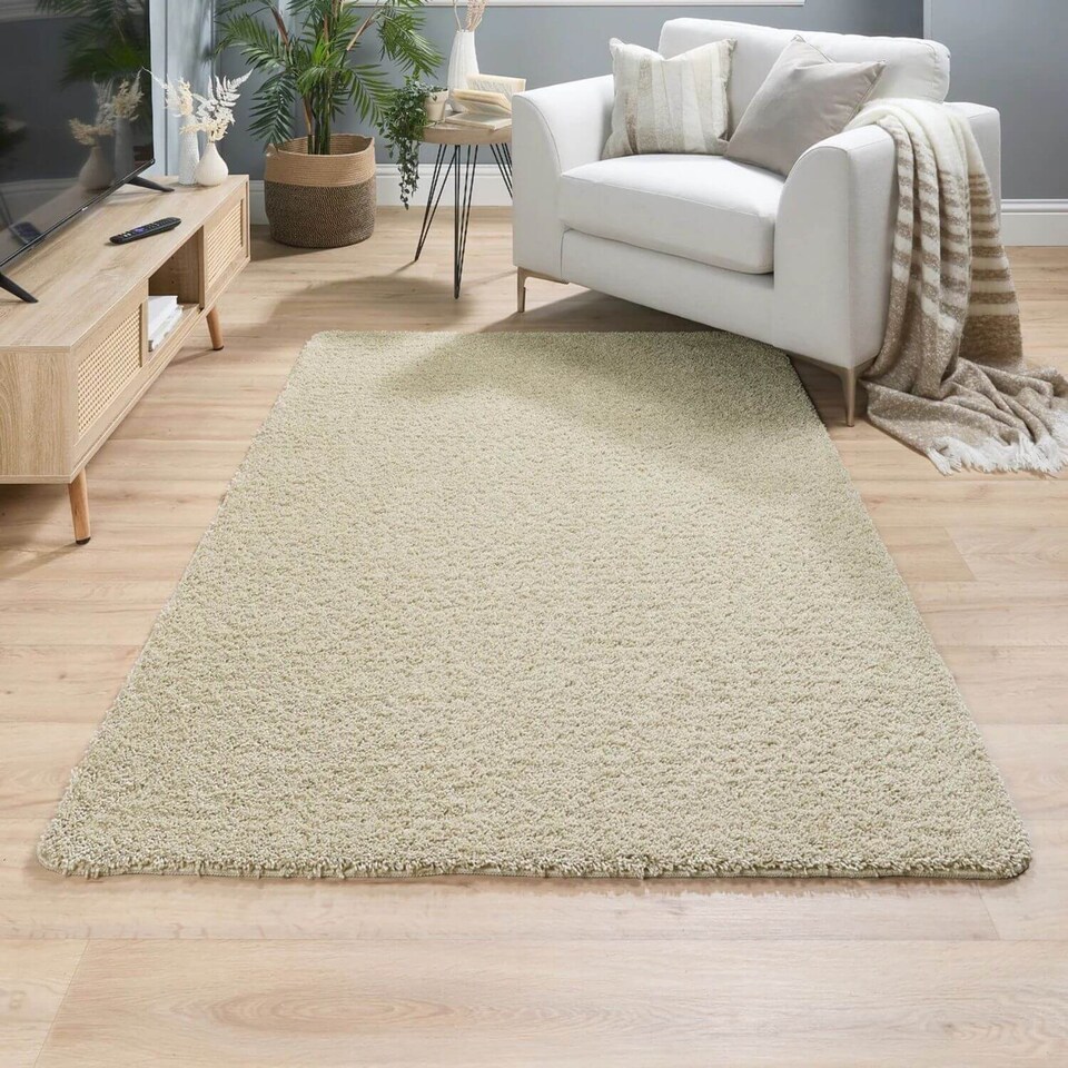 image 1 of Washable Non Slip Shaggy Floor Rug Soft Stain Resistant Plain