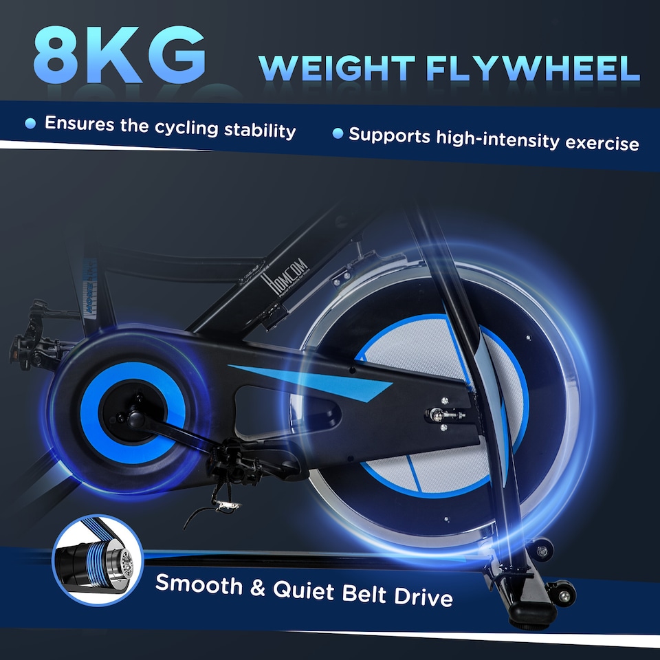 image 1 of HOMCOM 8kg Flywheel Stationary Exercise Bike Cycling Cardio Bike