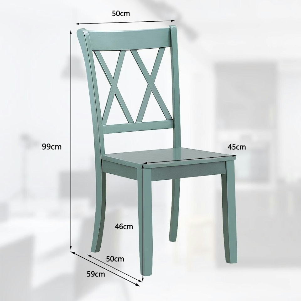 image 1 of COSTWAY Set of 2 Dining Chairs Wooden Armless Chairs Green
