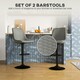 image 3 of HOMCOM Set of 2 Bar Stools, Adjustable Swivel Breakfast Barstools, Grey 