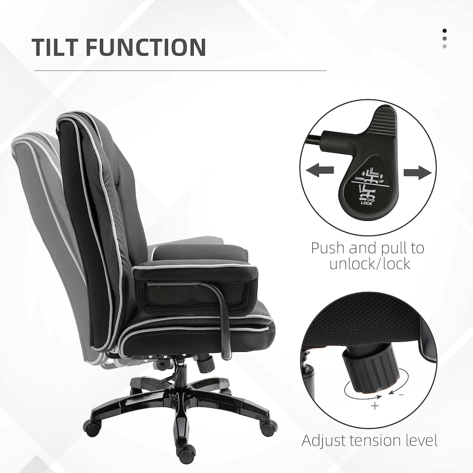 image 1 of Vinsetto High Back Office Chair with Height Adjustable, Reclining, Black