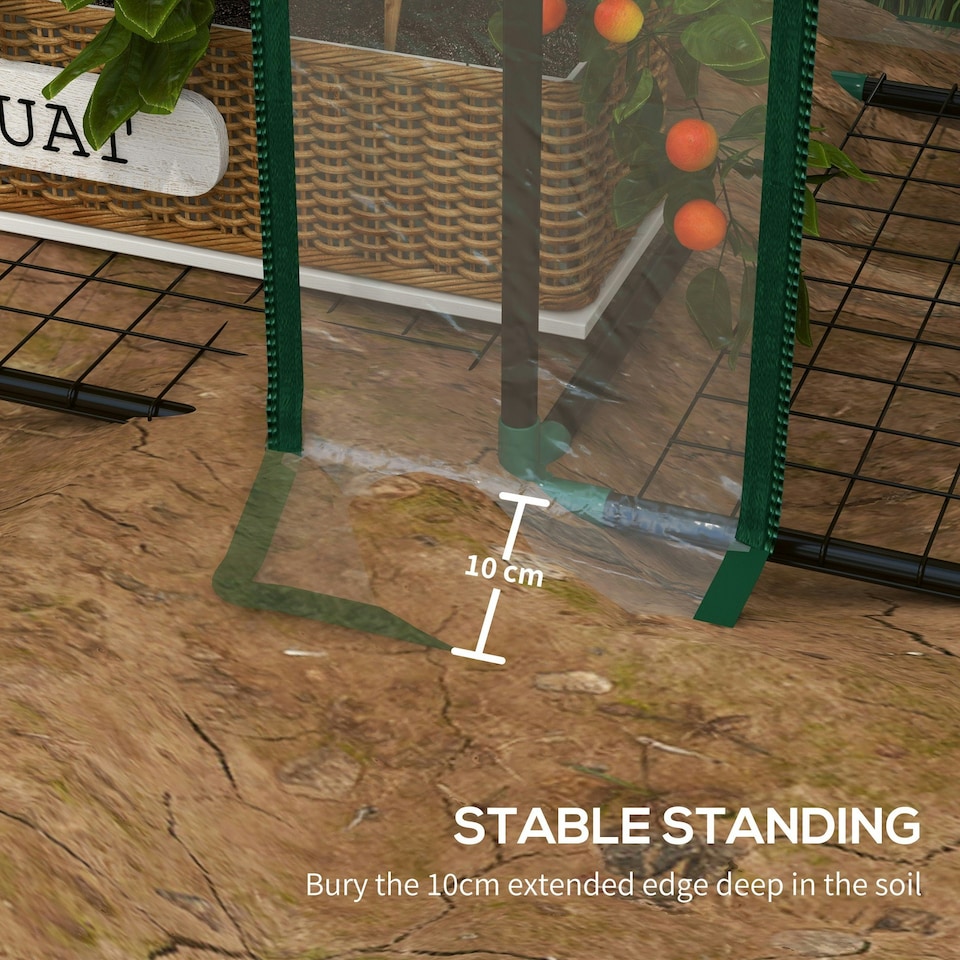 image 1 of Outsunny Mini Green House with 3 Tier Shelves, 151H x 143W x 46Dcm, Clear