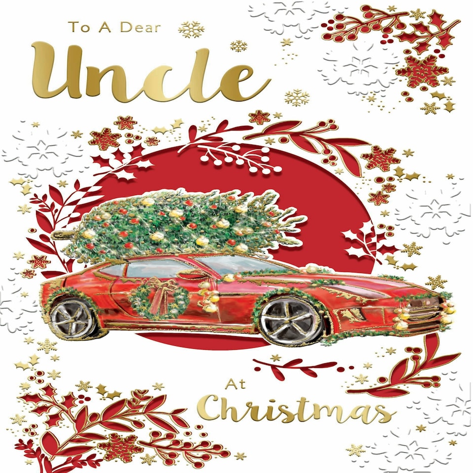 To a Dear Uncle Die Cut Car Design Christmas Card