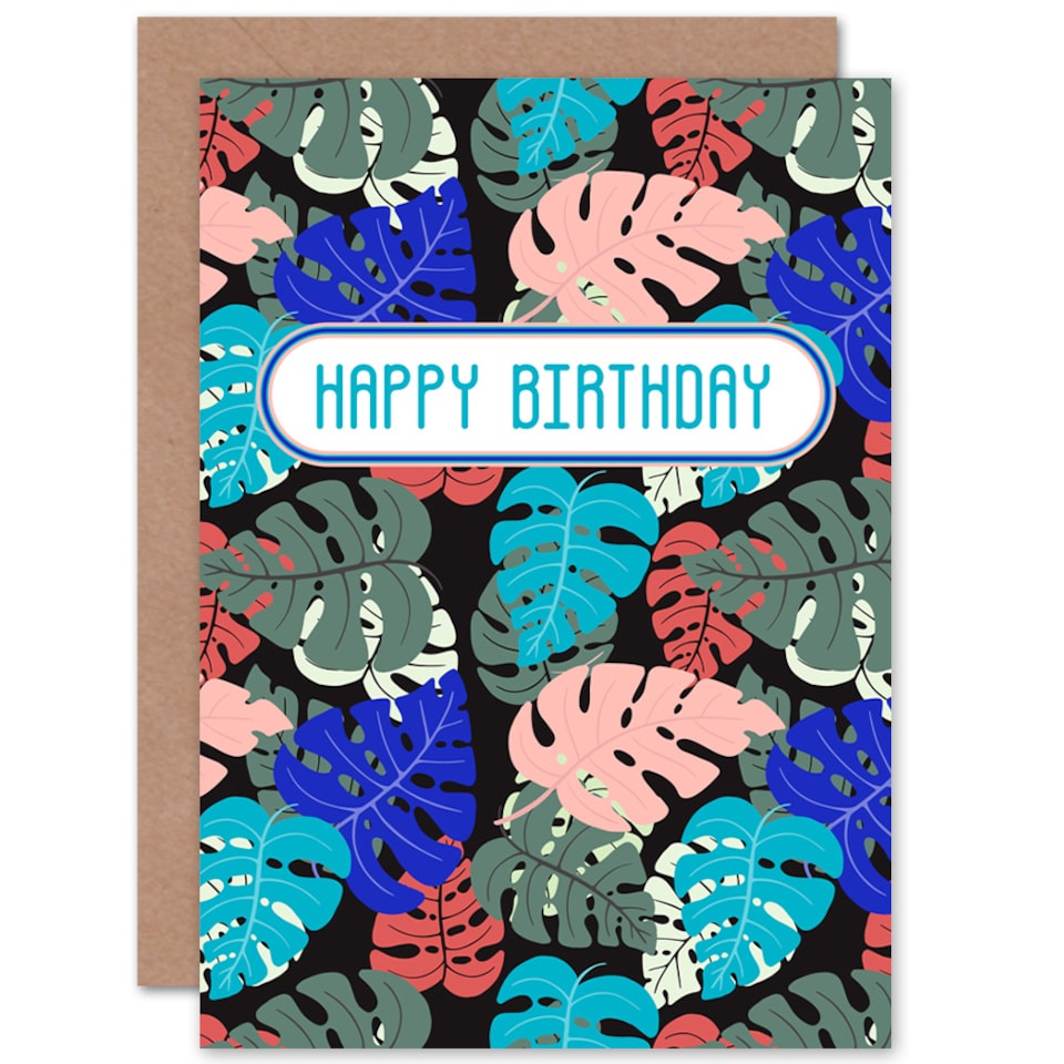 Birthday Monstera Leaves Tropical Plant Greetings Card - Tesco Groceries