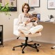 image 5 of COSTWAY Modern Office Chair Upholstered Criss Cross Chair Beige White