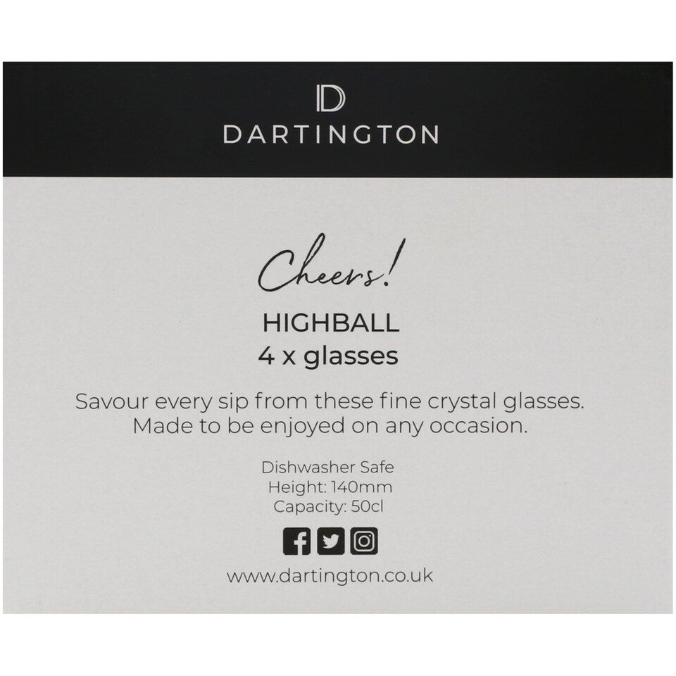 image 1 of Dartington Crystal Cheers! Highball Glasses 500ml Set Of 4
