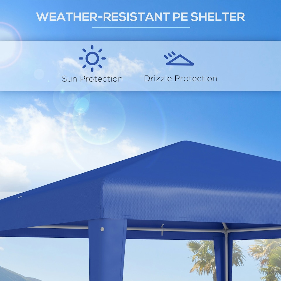image 1 of Outsunny Garden Gazebo Marquee Party Tent Wedding Canopy Patio Blue 2.7 x 2.7m