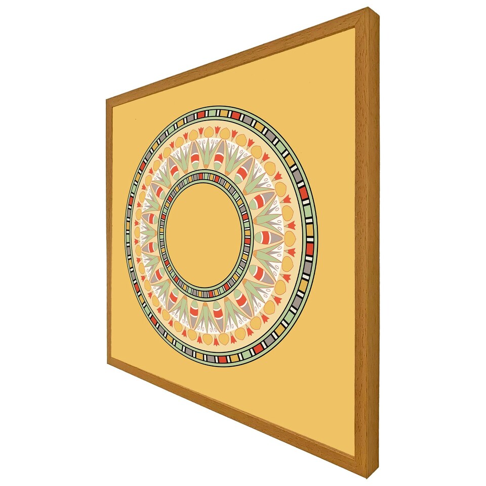 image 1 of Orange circle ornament. round frame (Picture Frame) Black | XS