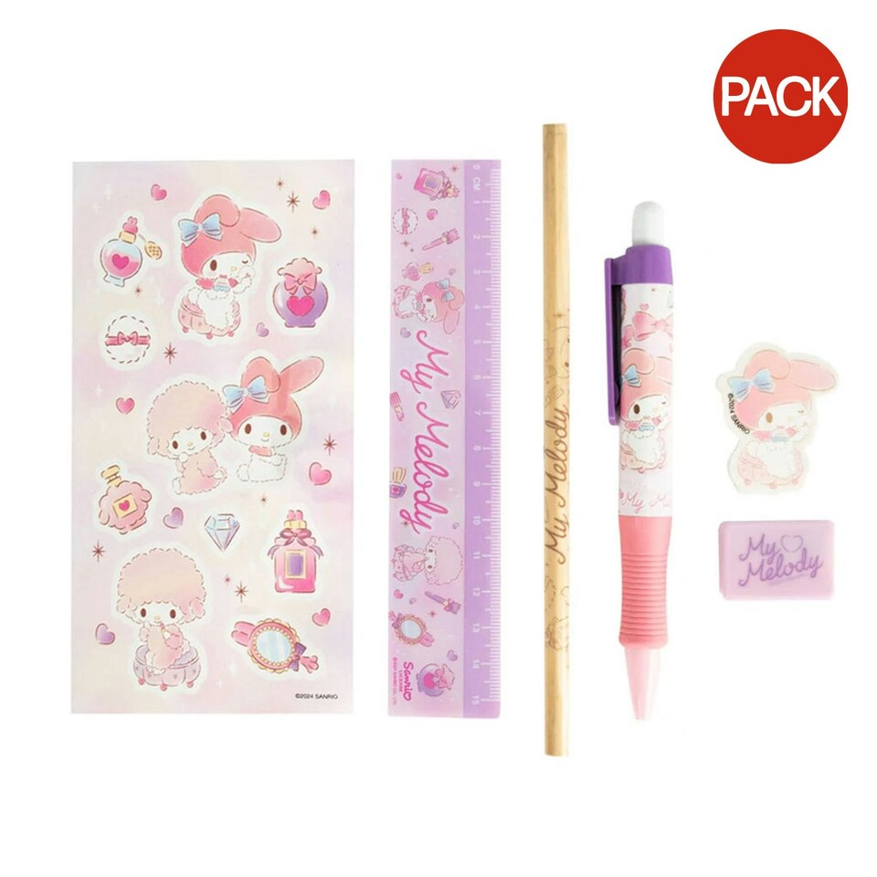 image 1 of My Melody Character Stationery Set (Pack of 6) - Pink/Violet/White/Sand - One Size