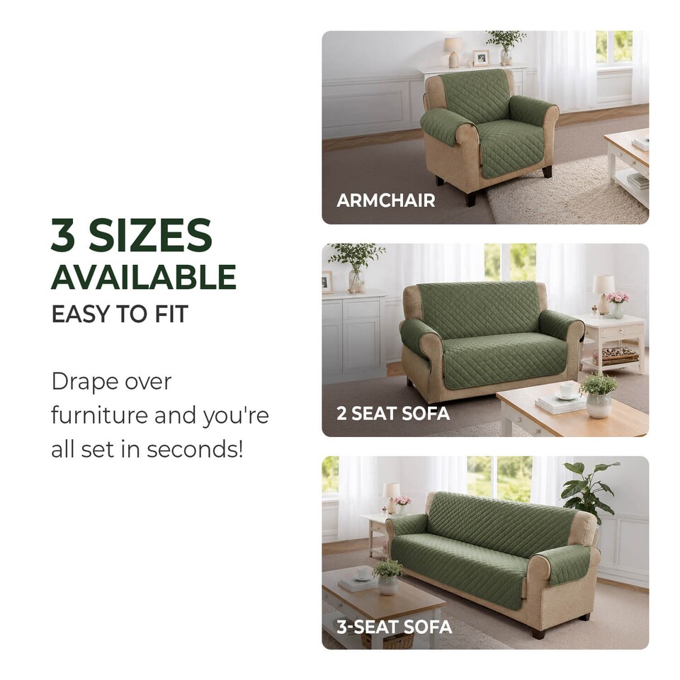 image 1 of Coopers Of Stortford 3 Seater Sofa Cover Quilted Washable Furniture Protector