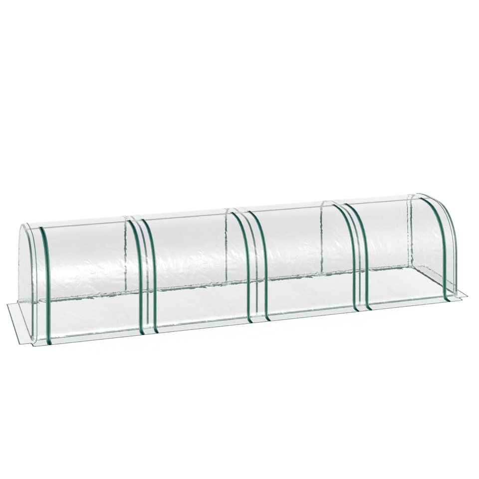image 1 of Outsunny Tunnel Greenhouse Steel Frame for Garden w/ Zipper Doors