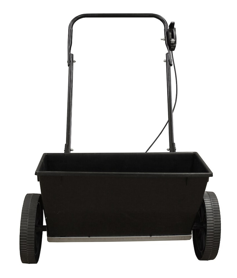 image 1 of Black Salt/Seed/Fertiliser Drop Spreader With 30kg Capacity, Rock Salt Spreader With Cable Controlled Flow, No Motors/Batteries