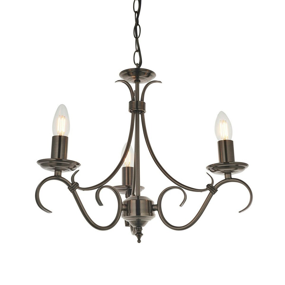 image 1 of Bernice 3 Light Multi Arm Ceiling Pendant Antique Silver, E14