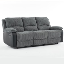 Manual Reclining Sofa, Jumbo Cord Fabric Recliner 3 Seater Armchair - 3 Seater