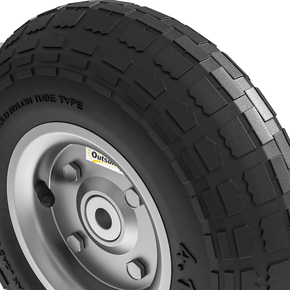 image 1 of Outsunny Set of Four Pneumatic Wheels for Barn Carts, Garden Cart Black