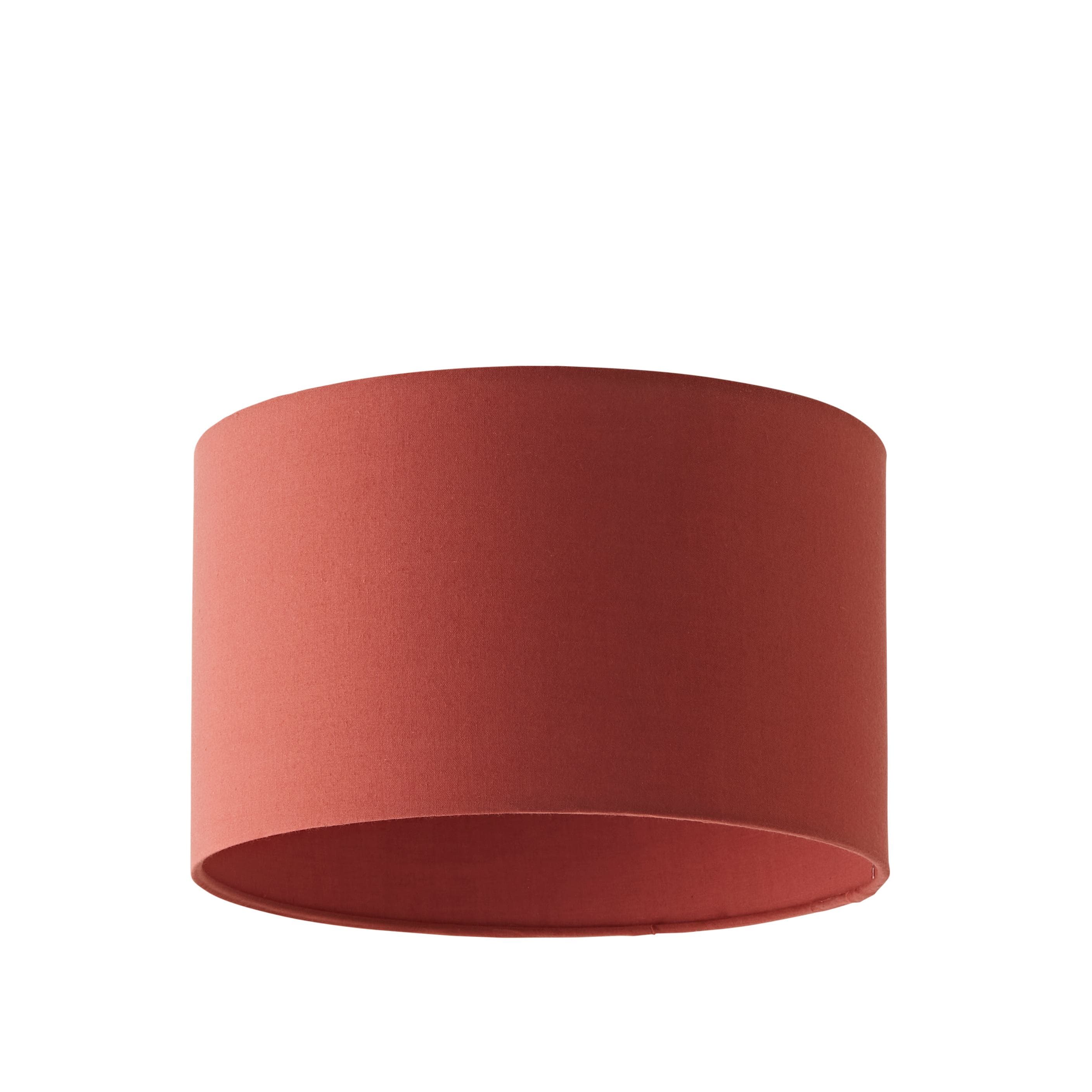 ValueLights Reni Rust Red Fabric Easy Fit Drum Ceiling Lamp Shade with LED Bulb in Burnt Orange | Size: Small