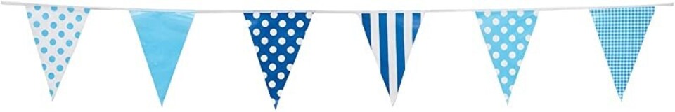 image 1 of Blue Mix Baby Shower Party Bunting 10m with 20 Pennants