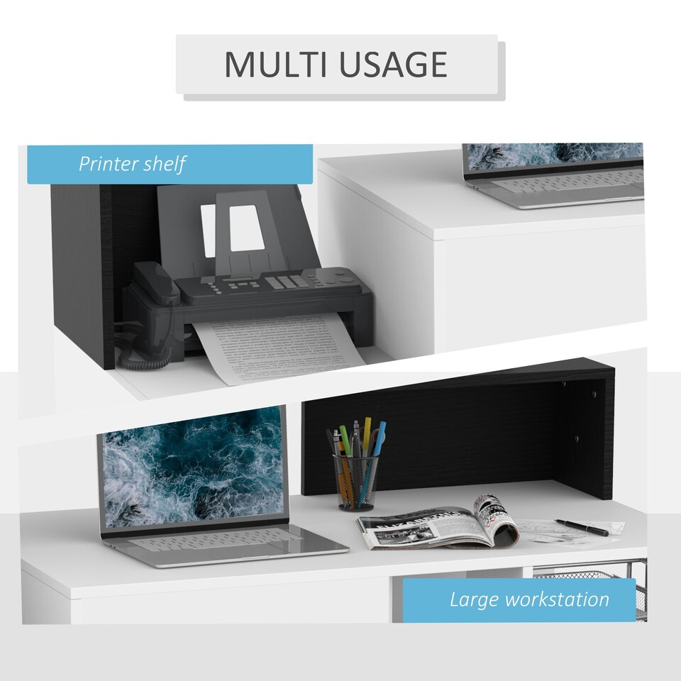 image 1 of HOMCOM Multi-Storage & Workstation Desk Table Storage Shelves