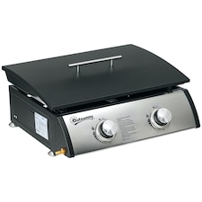 Outsunny Portable Gas Plancha BBQ Grill with 2 Stainless Steel Burner, 6kW