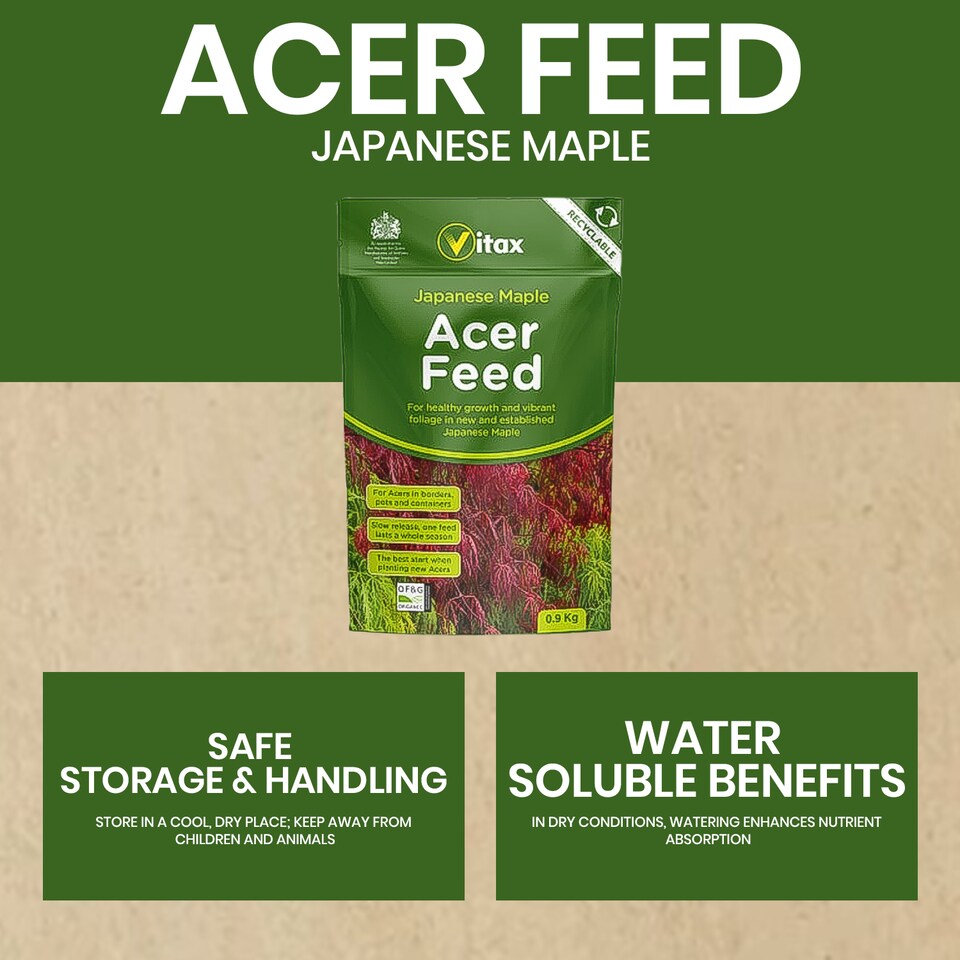 image 1 of Vitax Acer Feed Japanese Maple Tree Organic Plant Feed Healthy Growth Vibrant Foliage 0.9kg Pack of 2