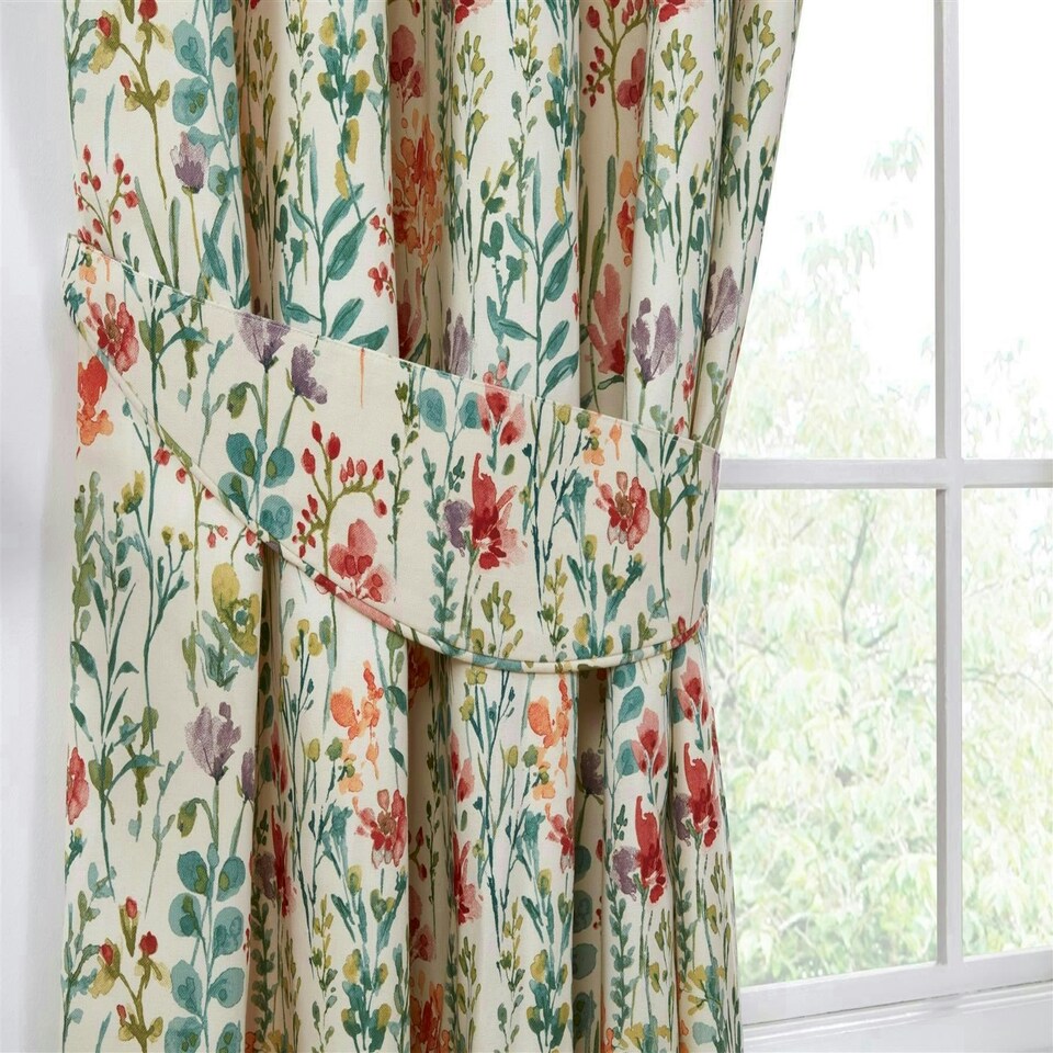 image 1 of Amaryllis Pencil Pleat Curtains - Multi - 117cm x 183cm Multi