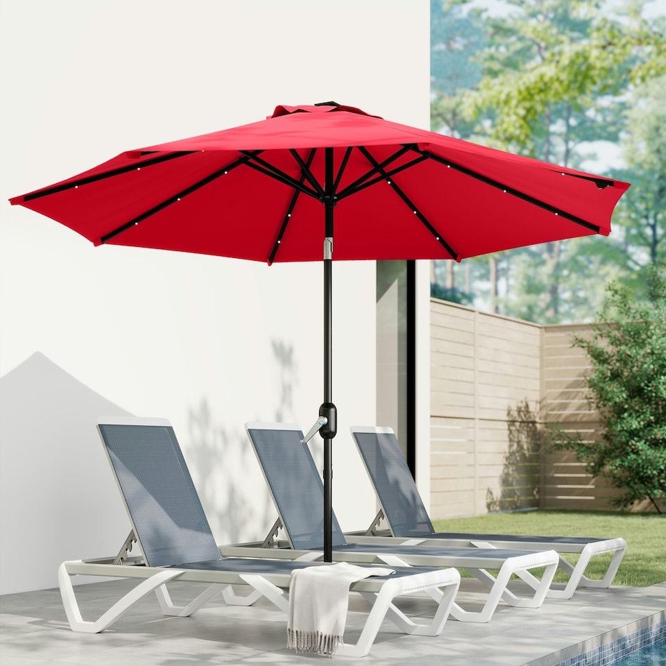 image 1 of Outsunny UPF 50+ Replacement Parasol Canopy Parasol Cover Replacement, Red