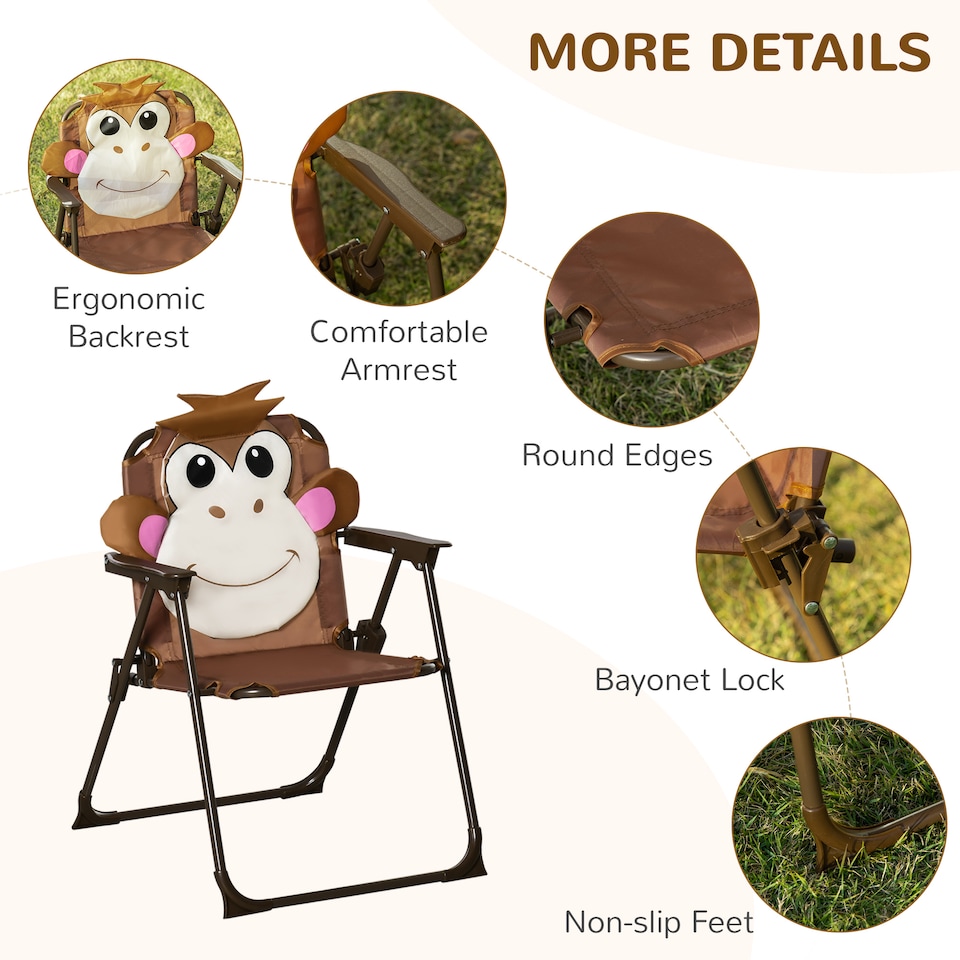 image 1 of Outsunny Kids Foldable Four-Piece Garden Set w Table, Chairs, Umbrella - Brown