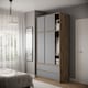 image 3 of 120cm 3 Sliding Doors Children Kids Wardrobe Bedroom Storage Closet Hanging Rail | Multi | Oak with Grey Doors | 1