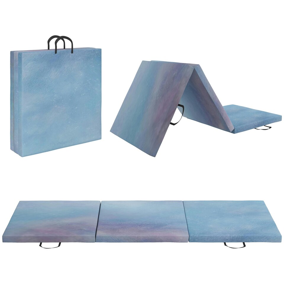 image 1 of HOMCOM 6FT Foldable Gymnastics Mat, Tri-Fold 2" Thick Crash Mat, Blue
