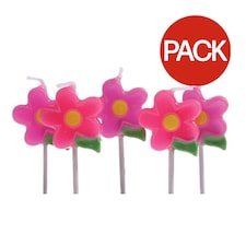 Culpitt Flowers Birthday Pick Candles (Pack of 5) - Pink/Purple/Green - One Size