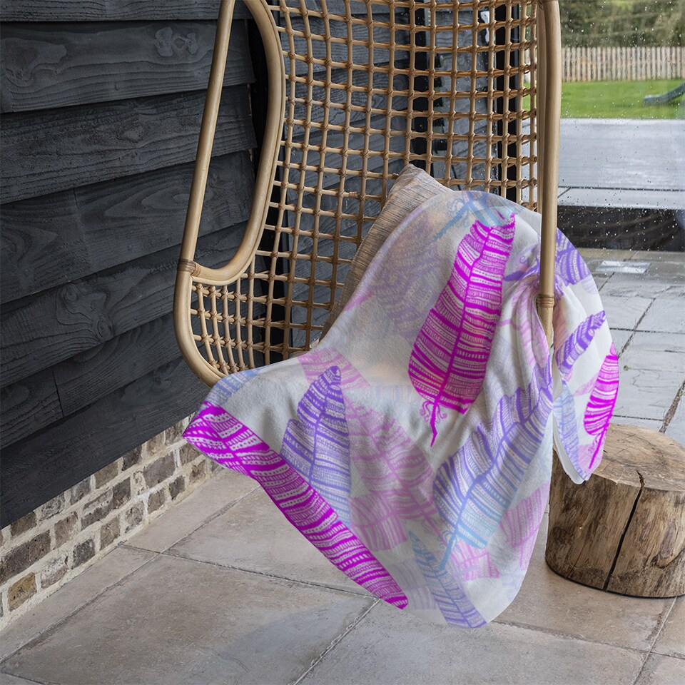 image 1 of Purple Feathers Blanket | Multi