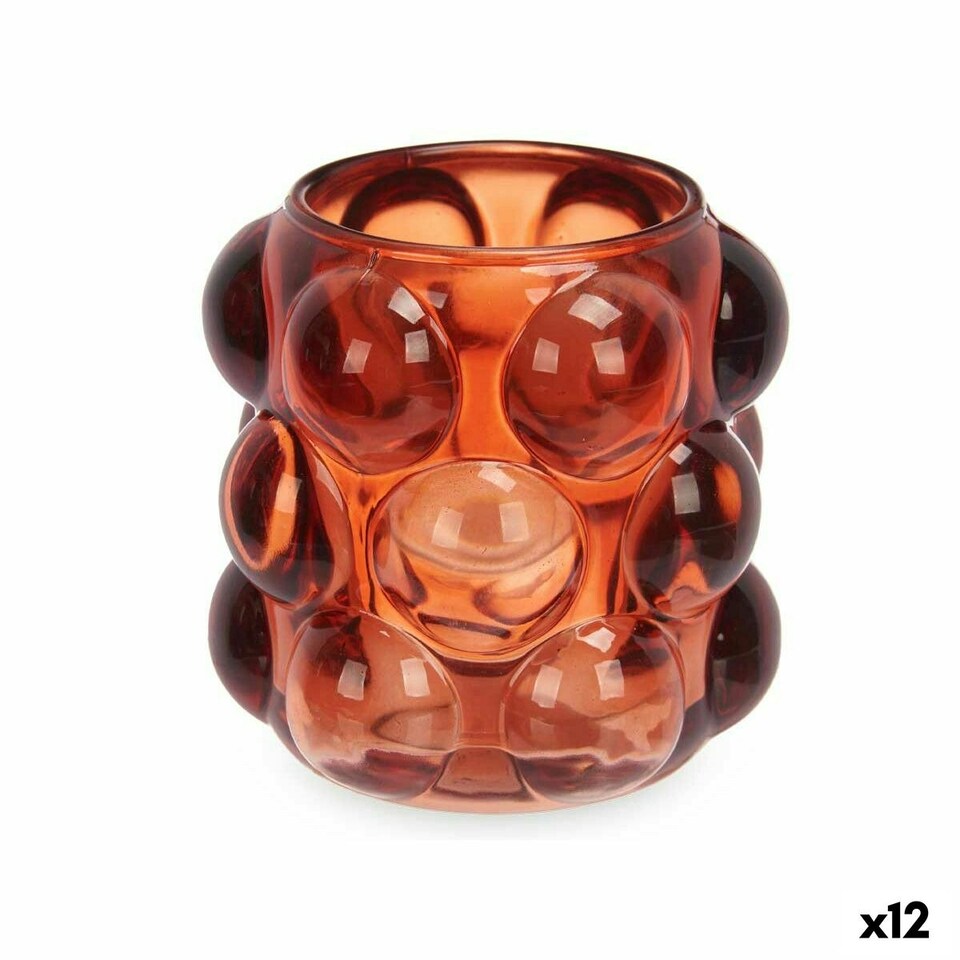 image 1 of Candleholder Microbeads Orange Crystal 8,4 x 9 x 8,4 cm (12 Units) N/A