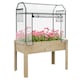 image 1 of Outsunny Wooden Raised Planter, Garden Bed with Greenhouse Cover and Bed Liner