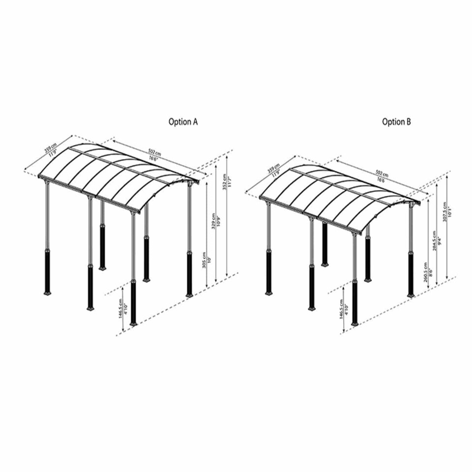 image 1 of Alpine Carport Kit 5000 RV - Aluminium/Polycarbonate - L507 x W352 x H307 - Grey | Grey